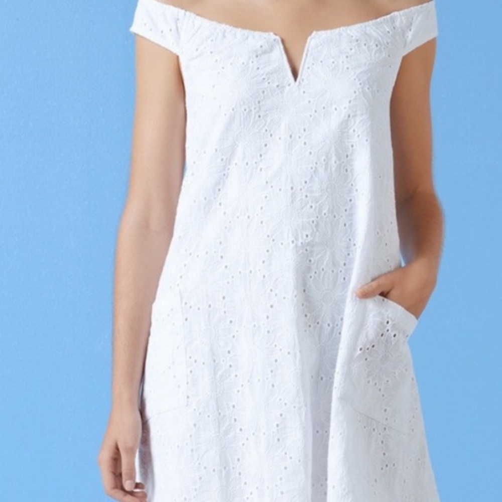 Off the shoulder white dress